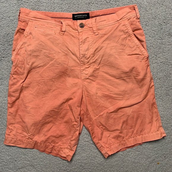 American Eagle Extreme Flex Shorts Mens 31 x 9 Washed Red Slim Chino Distressed - Picture 1 of 11